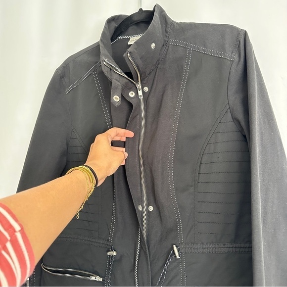 Vintage 90s Chico’s Women's Black Full Zipper Jacket with Mock High Neck sz M - Picture 6 of 12